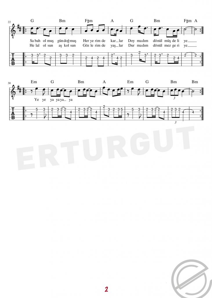 Helal Olsun - Gitar Nota Ve Tabı