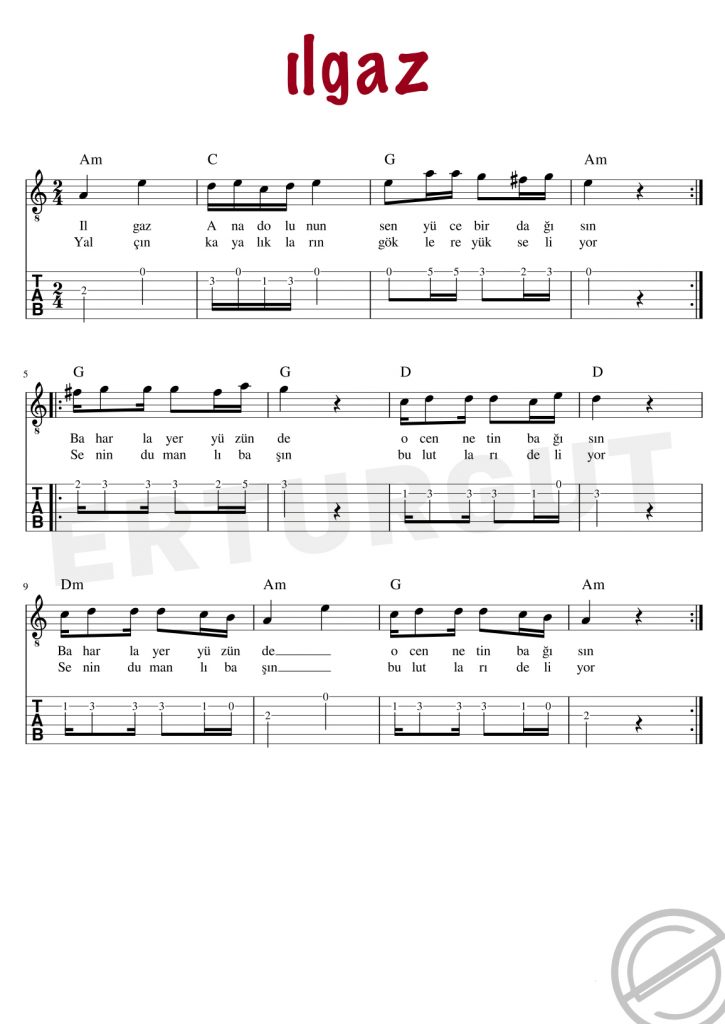 Ilgaz - Gitar Nota Ve Tabı