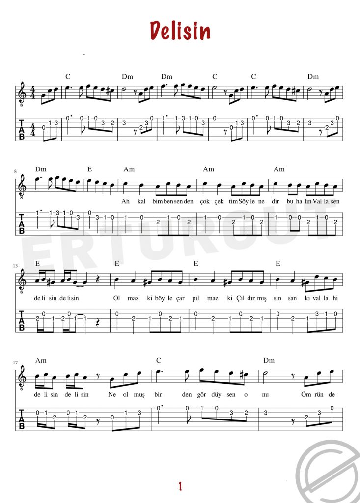 Delisin - Gitar Nota Ve Tabı