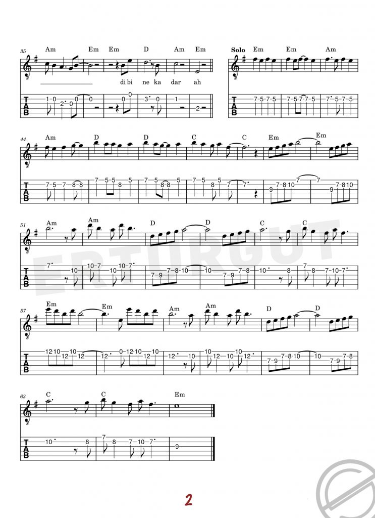 Dibine Kadar - Gitar Nota Ve Tabı