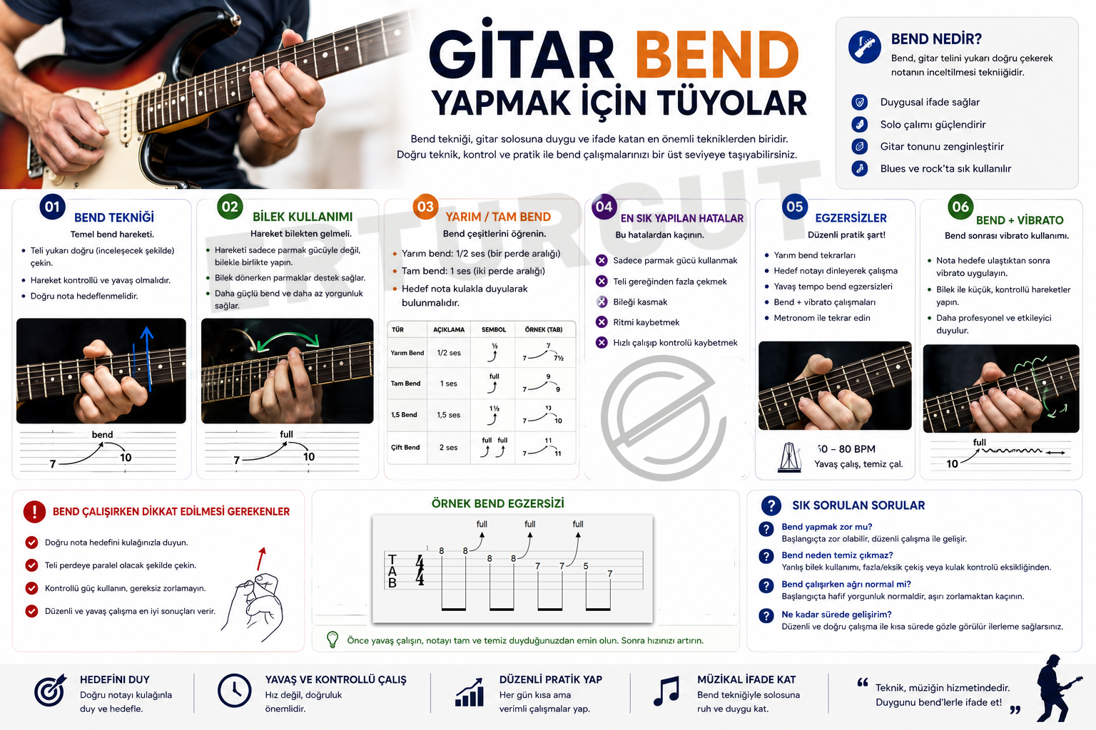 Gitarda Bend Yapmak İçin Tüyolar